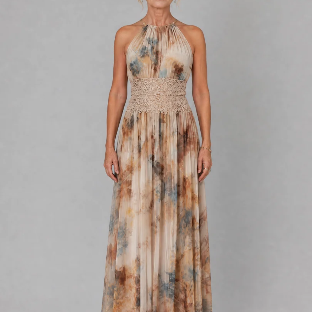Seraphina | Watercolour Halter Maxi Dress