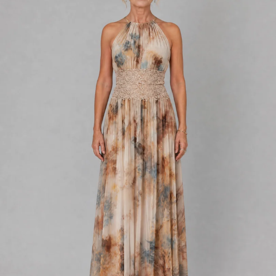 Seraphina | Watercolour Halter Maxi Dress
