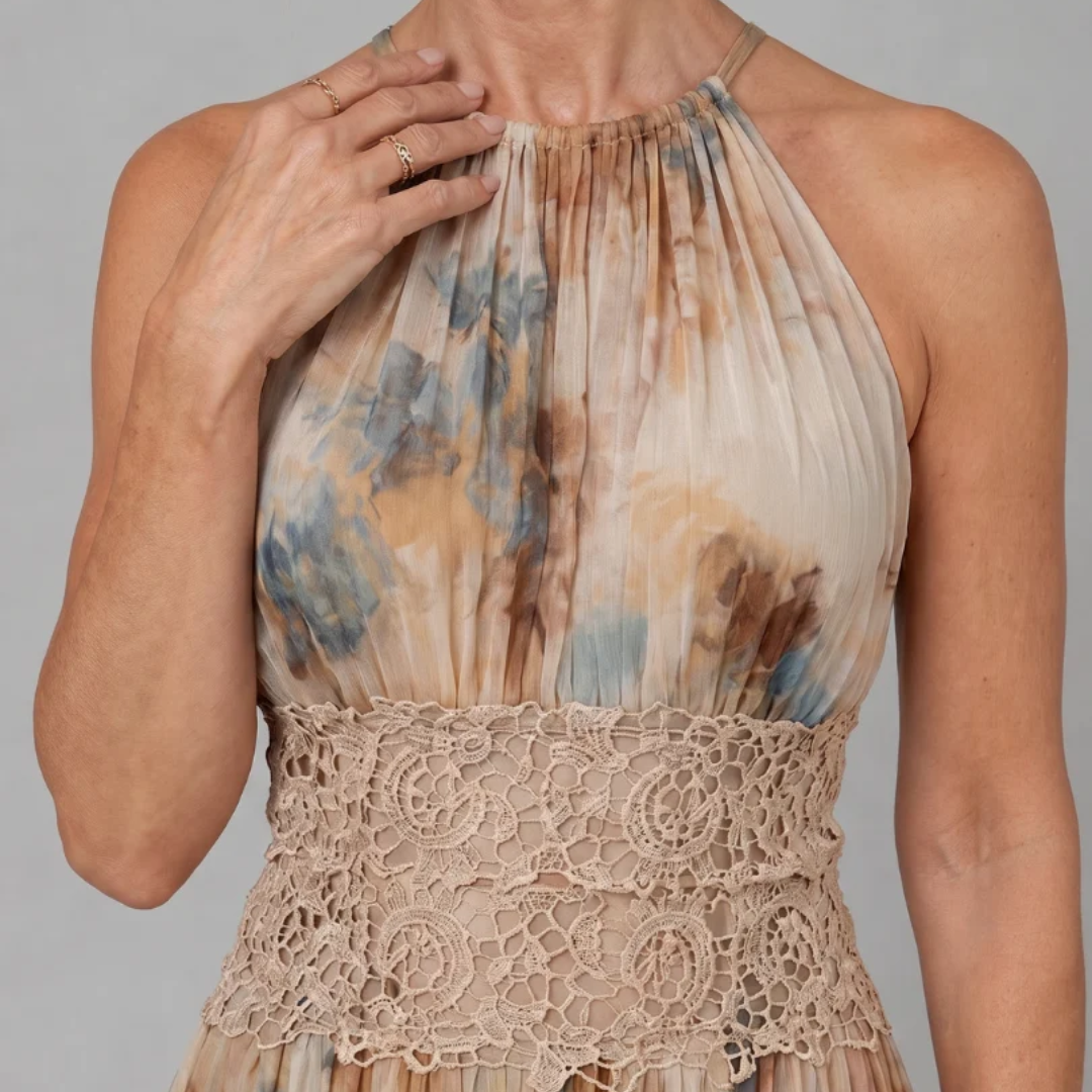 Seraphina | Watercolour Halter Maxi Dress