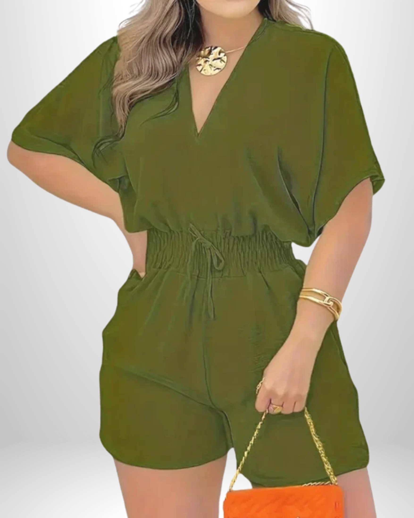 Joelle | Casual V-Neck Drawstring Romper