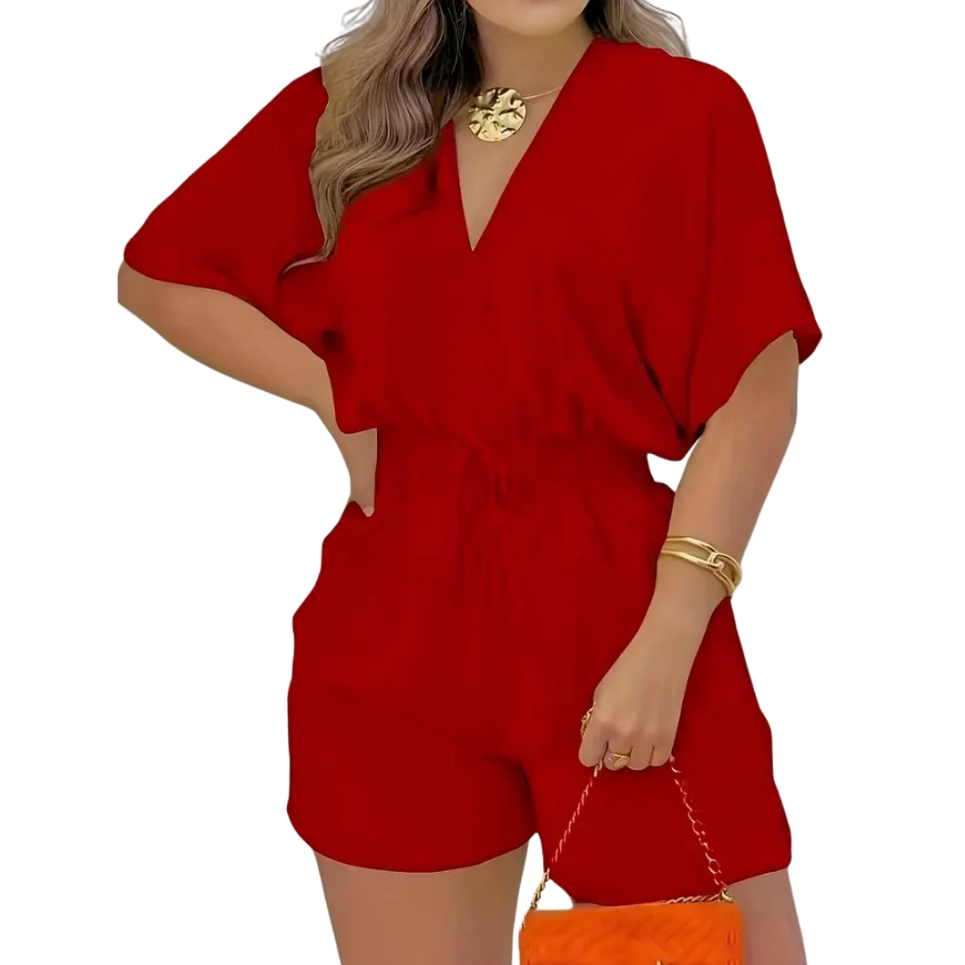 Joelle | Casual V-Neck Drawstring Romper