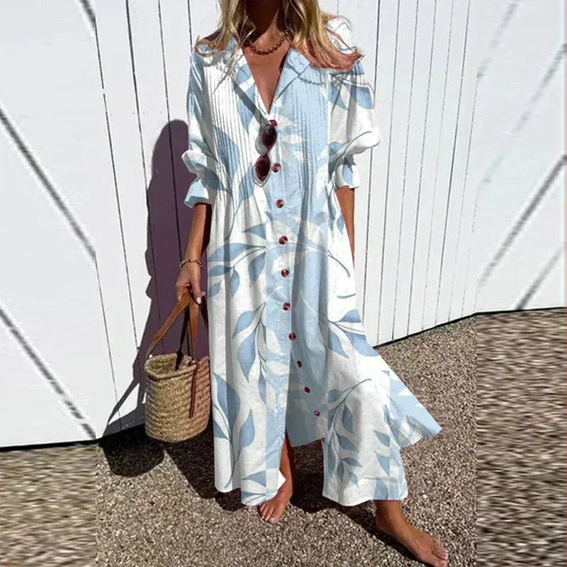 Lila | Printed Button-Down Maxi Dress