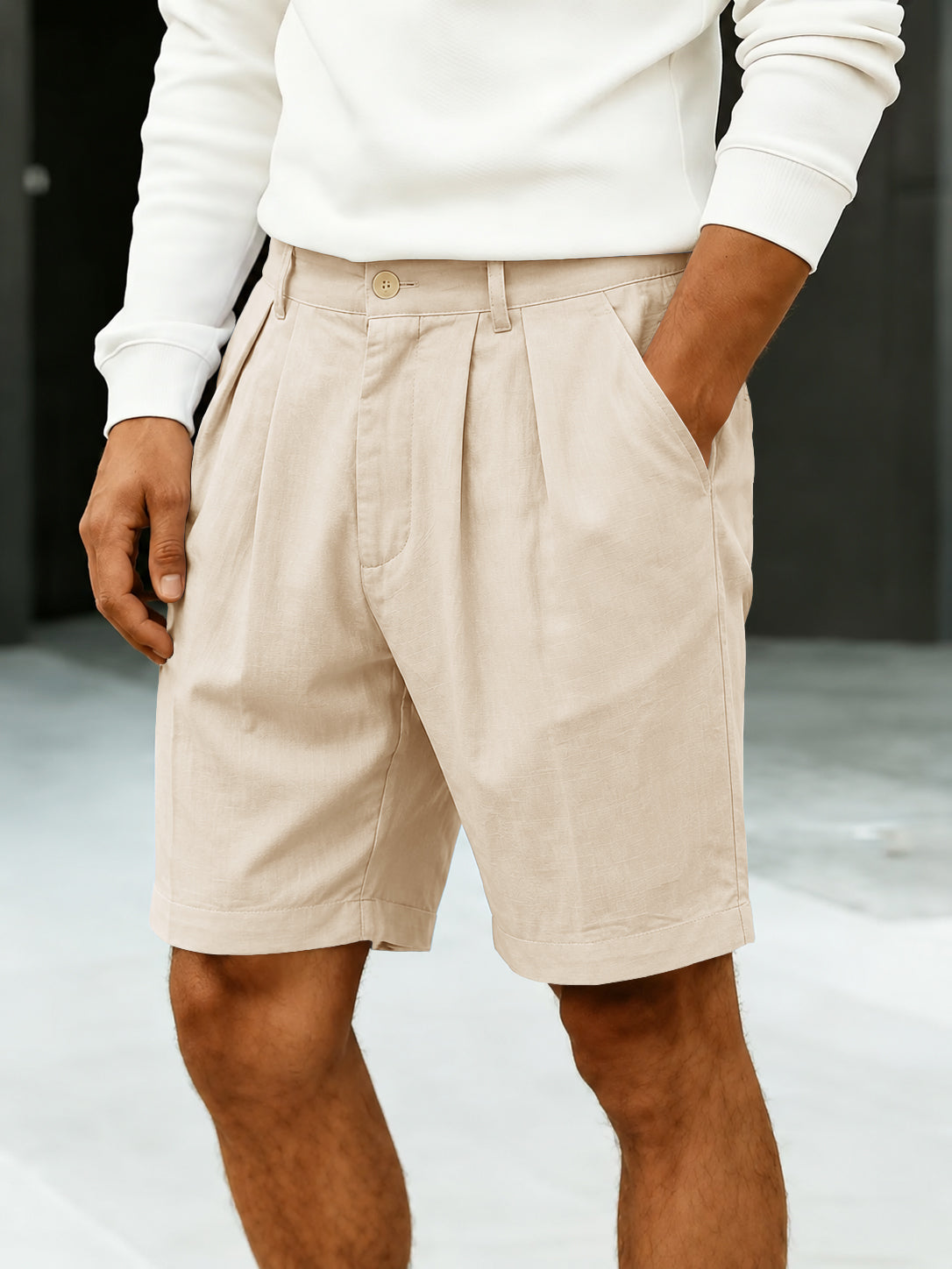 Men’s Tailored Pleated Chino Shorts
