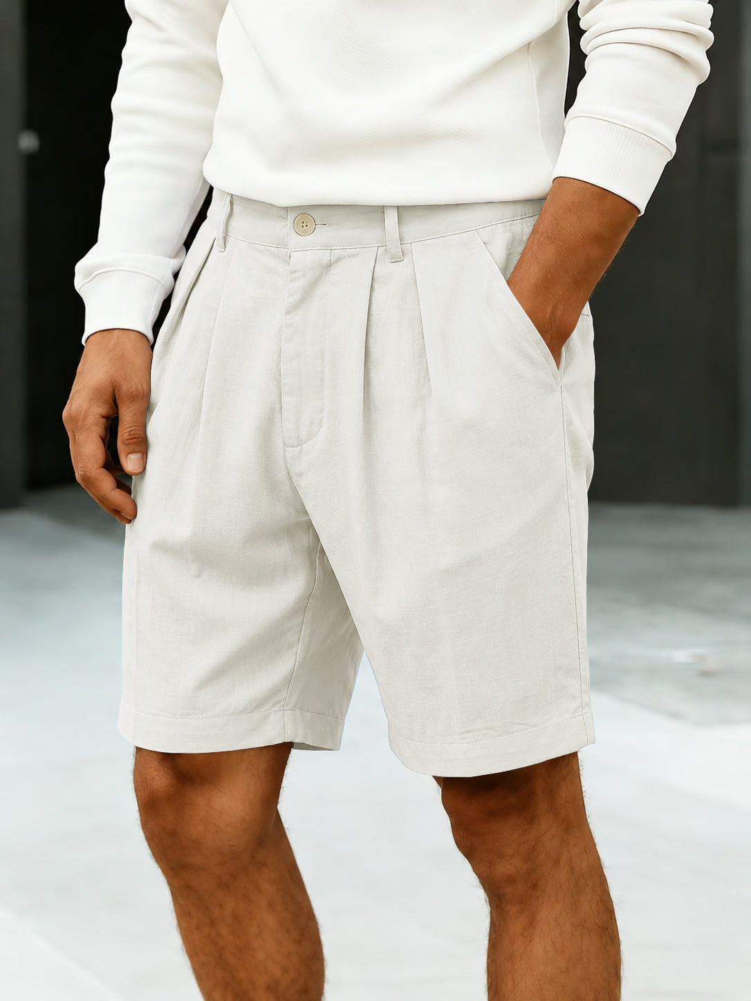 Men’s Tailored Pleated Chino Shorts