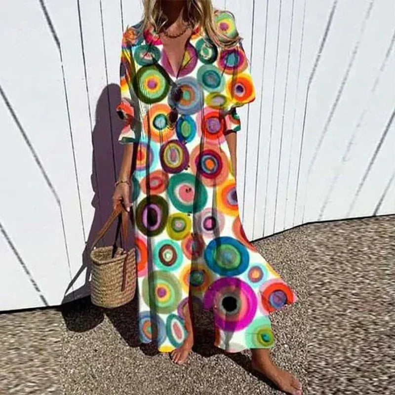 Lila | Printed Button-Down Maxi Dress