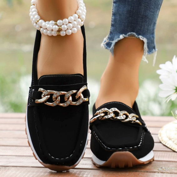 Elle | Diamond Buckle Loafers