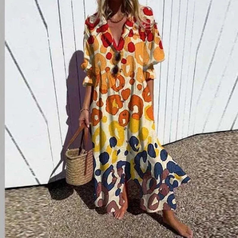 Lila | Printed Button-Down Maxi Dress