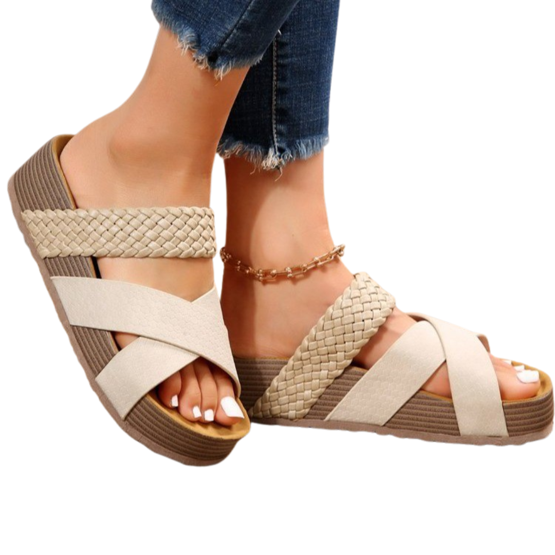 Cori | Woven Crossband Thick Sole Sandals