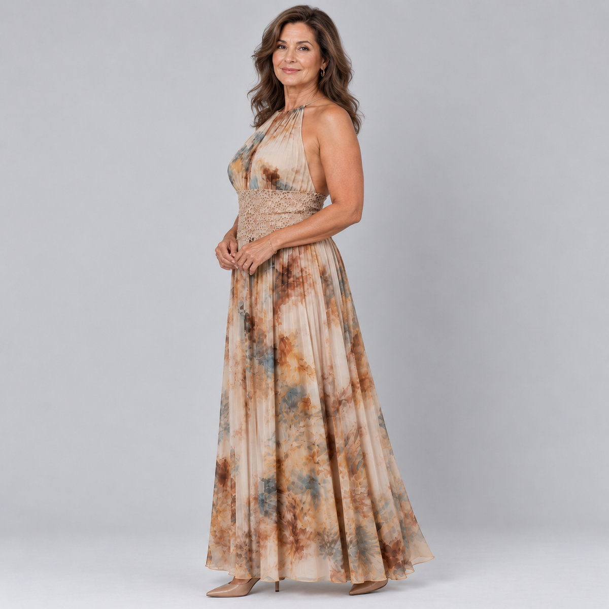 Seraphina | Watercolour Halter Maxi Dress
