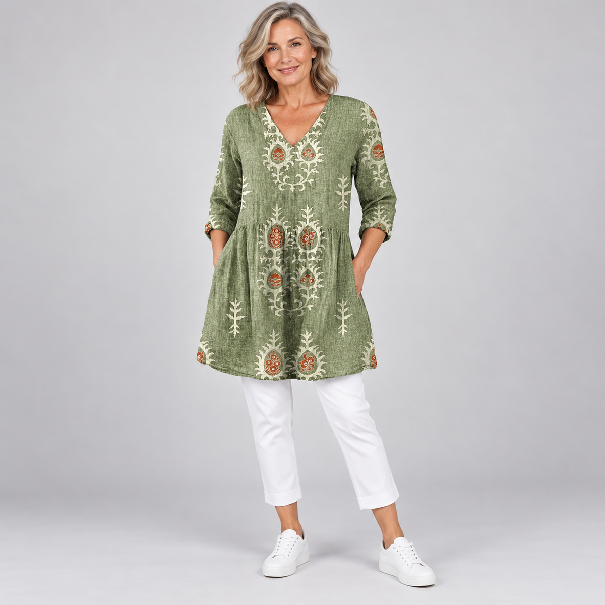 Elise | Long Blouse with V-Neck