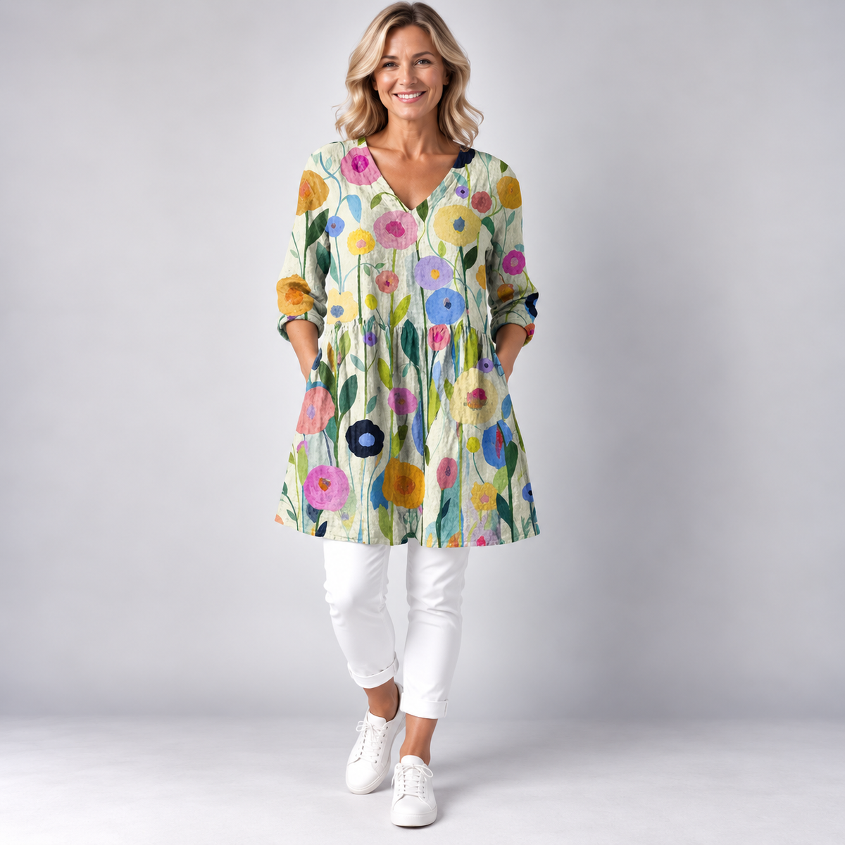 Louise | Long Blouse with V-Neck