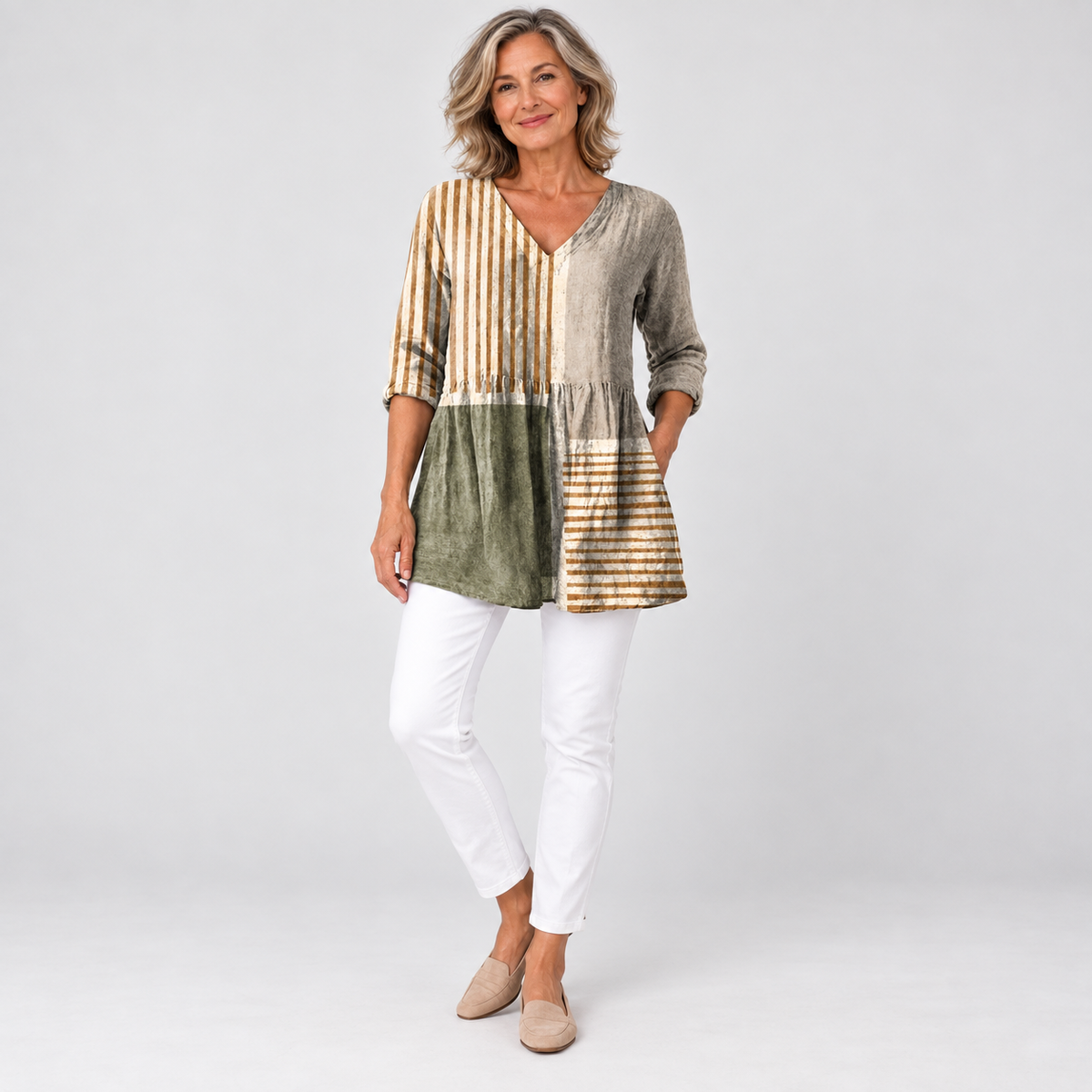 Camille | Long Blouse with V-Neck