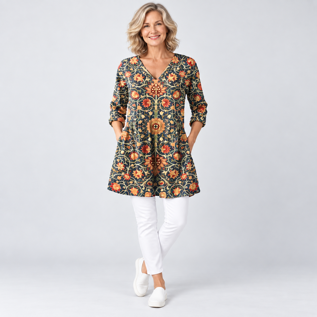 Celine | Long Blouse with V-Neck
