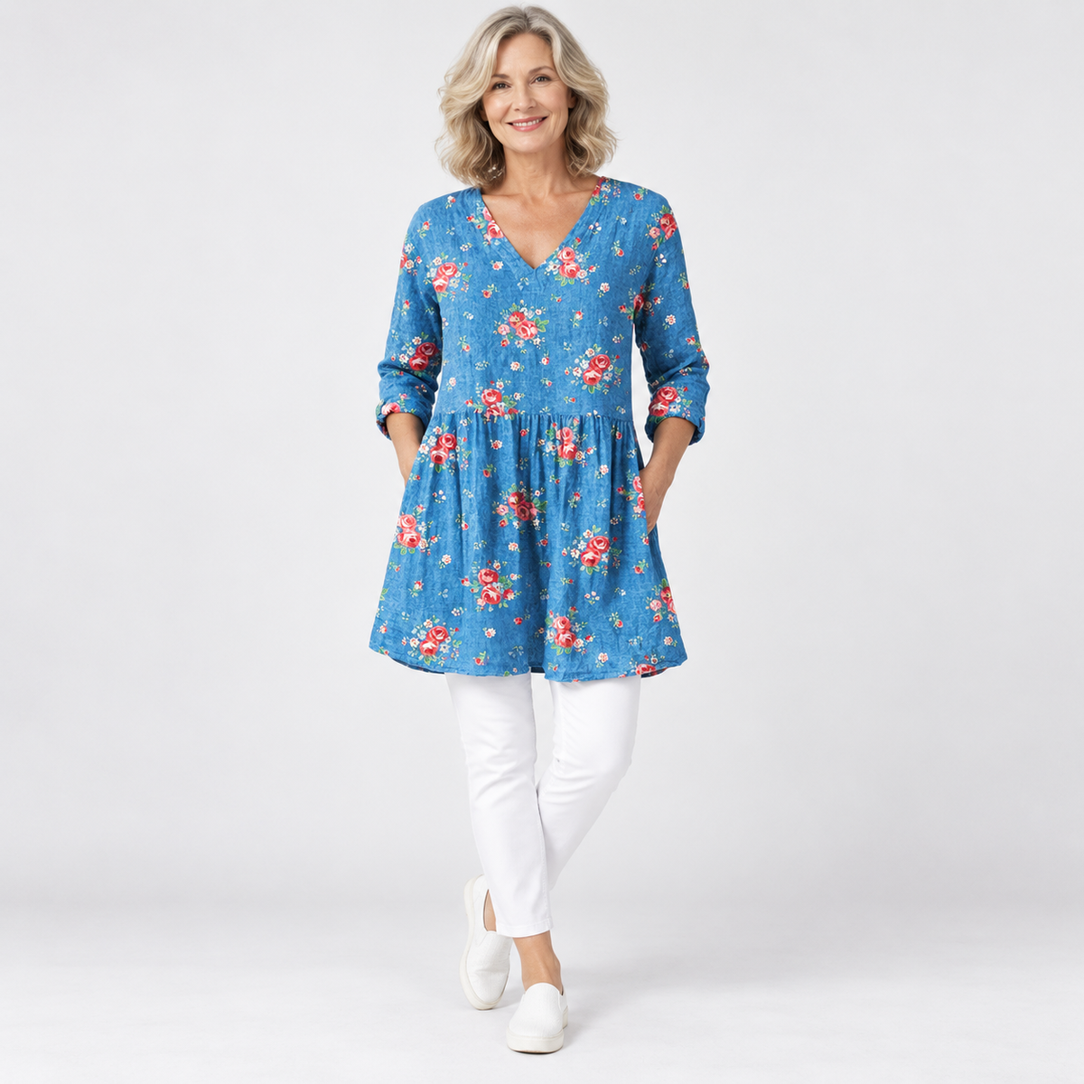 Melanie | Long Blouse with V-Neck