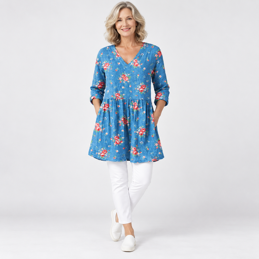 Melanie | Long Blouse with V-Neck