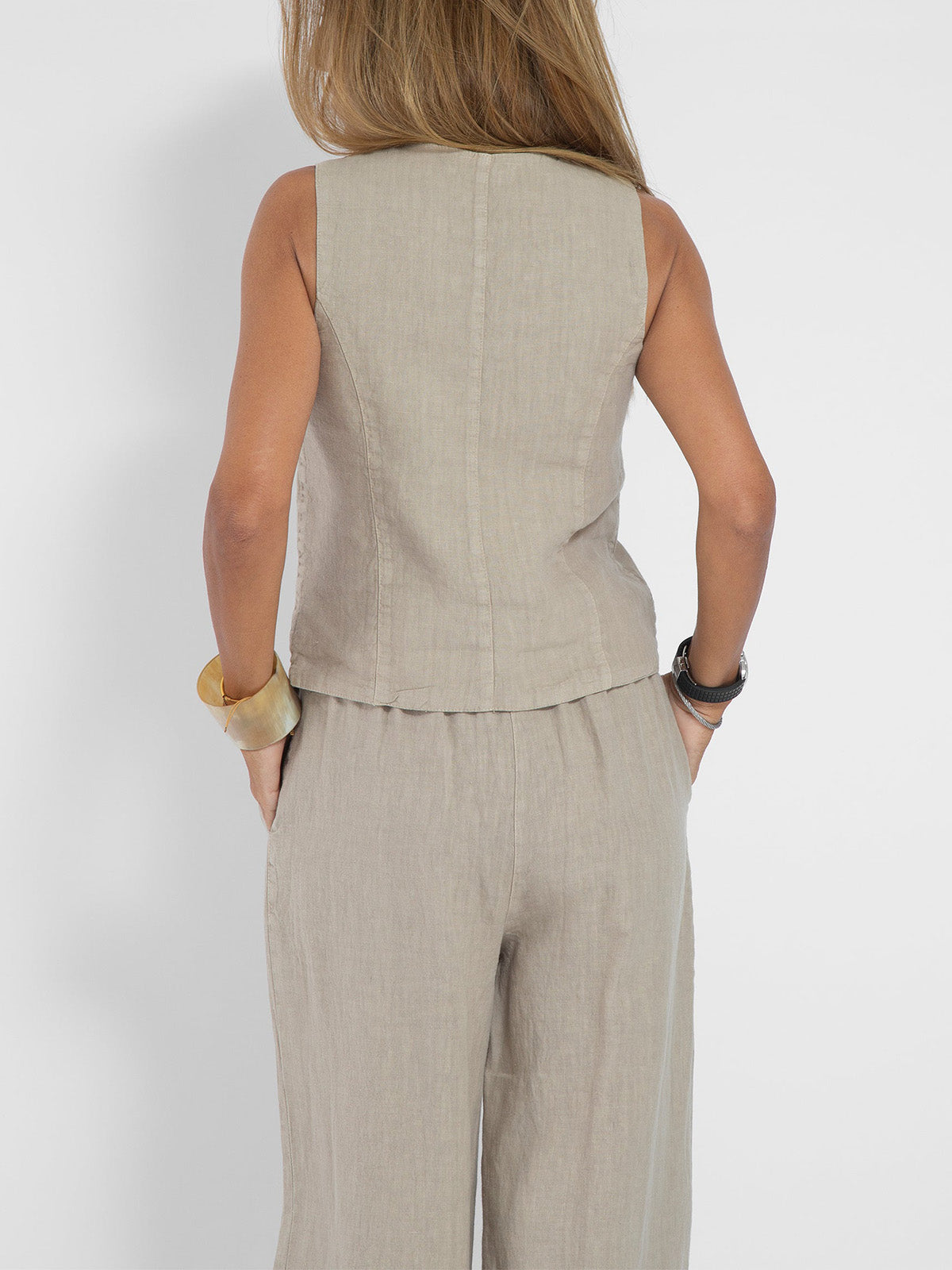 AIRA | Buttoned Vest & Wide-Leg Set
