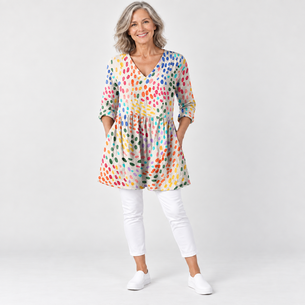 Pauline | Long Blouse with V-Neck