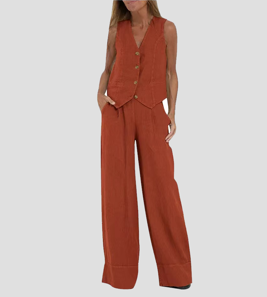 AIRA | Buttoned Vest & Wide-Leg Set