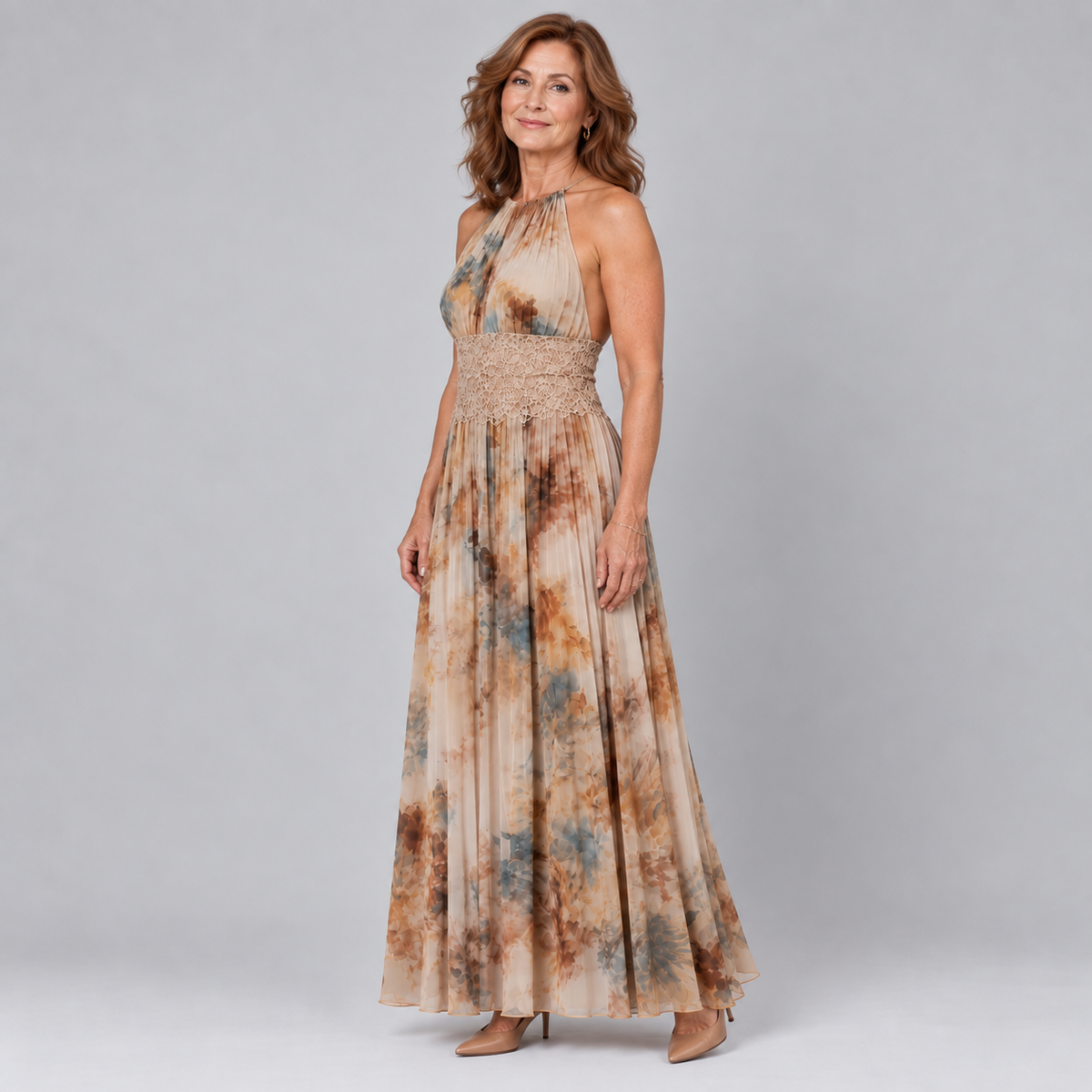 Seraphina | Watercolour Halter Maxi Dress