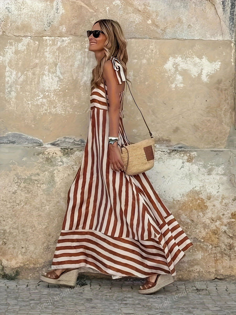 Olivia | Women's Striped Tie-Strap Flared