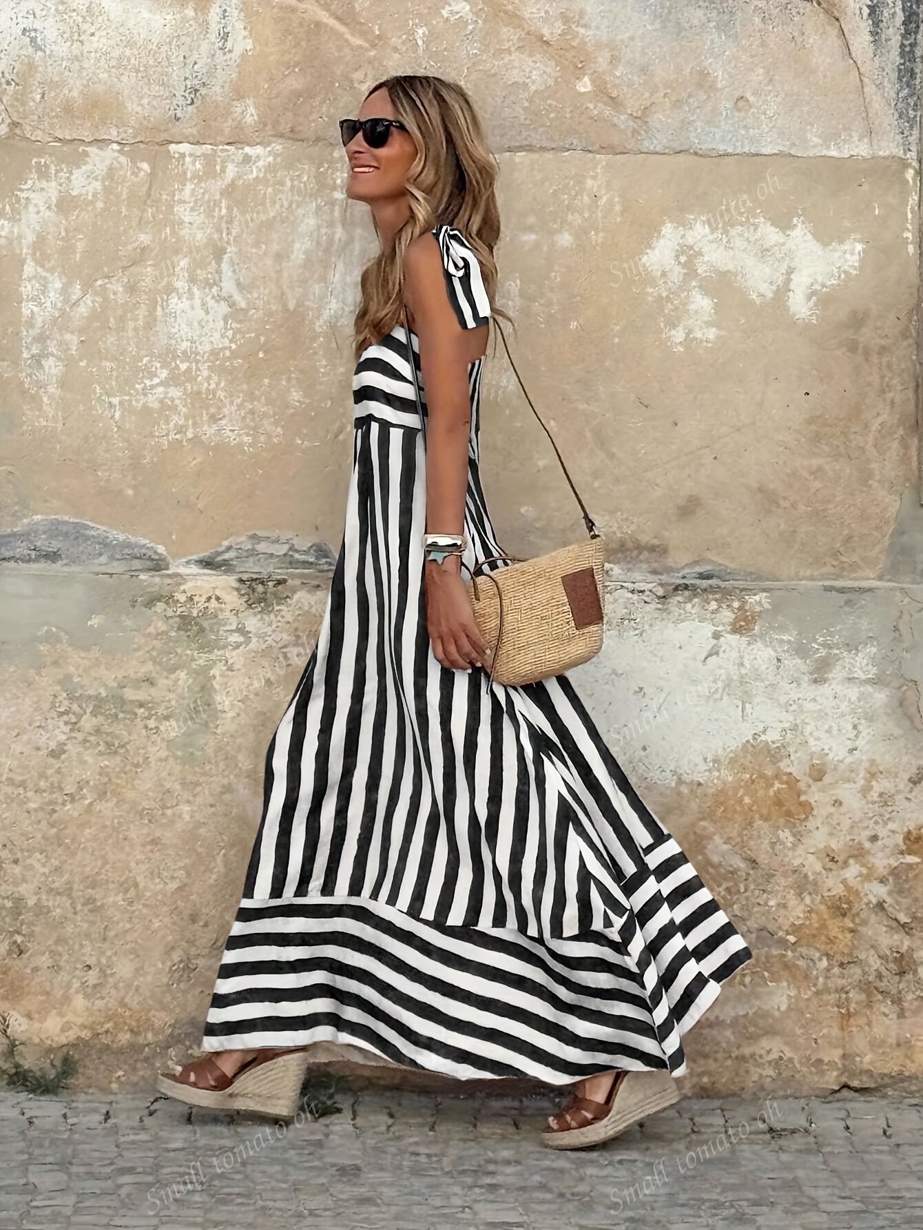 Olivia | Women's Striped Tie-Strap Flared