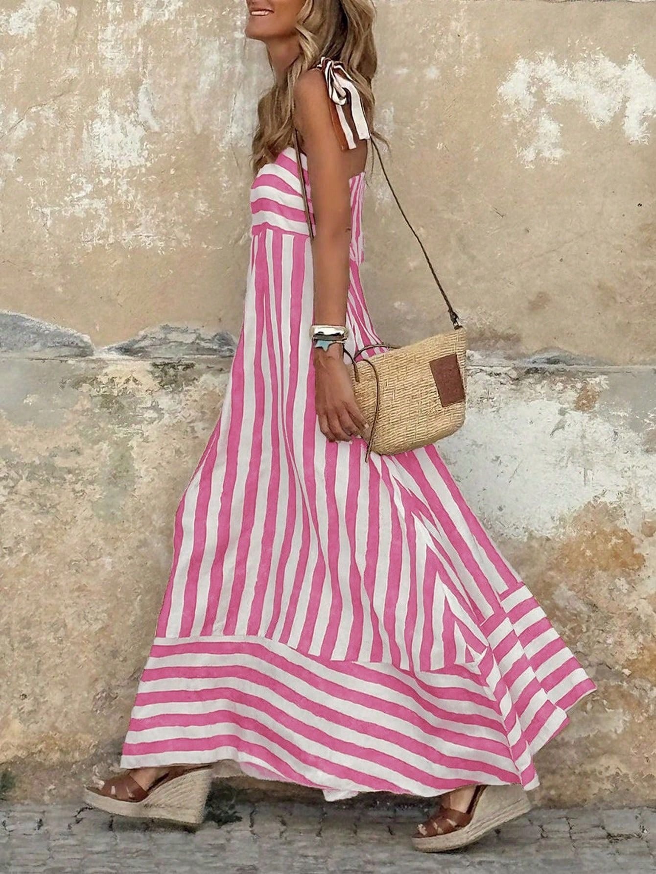 Olivia | Women's Striped Tie-Strap Flared